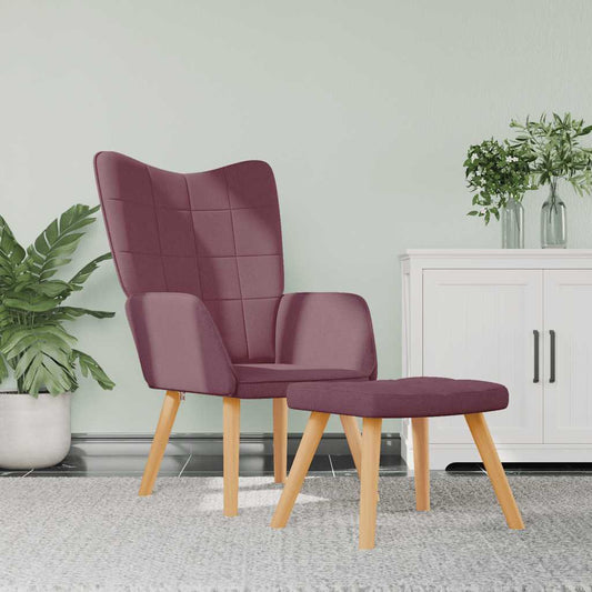 Relaxsessel mit Hocker Lila Stoff