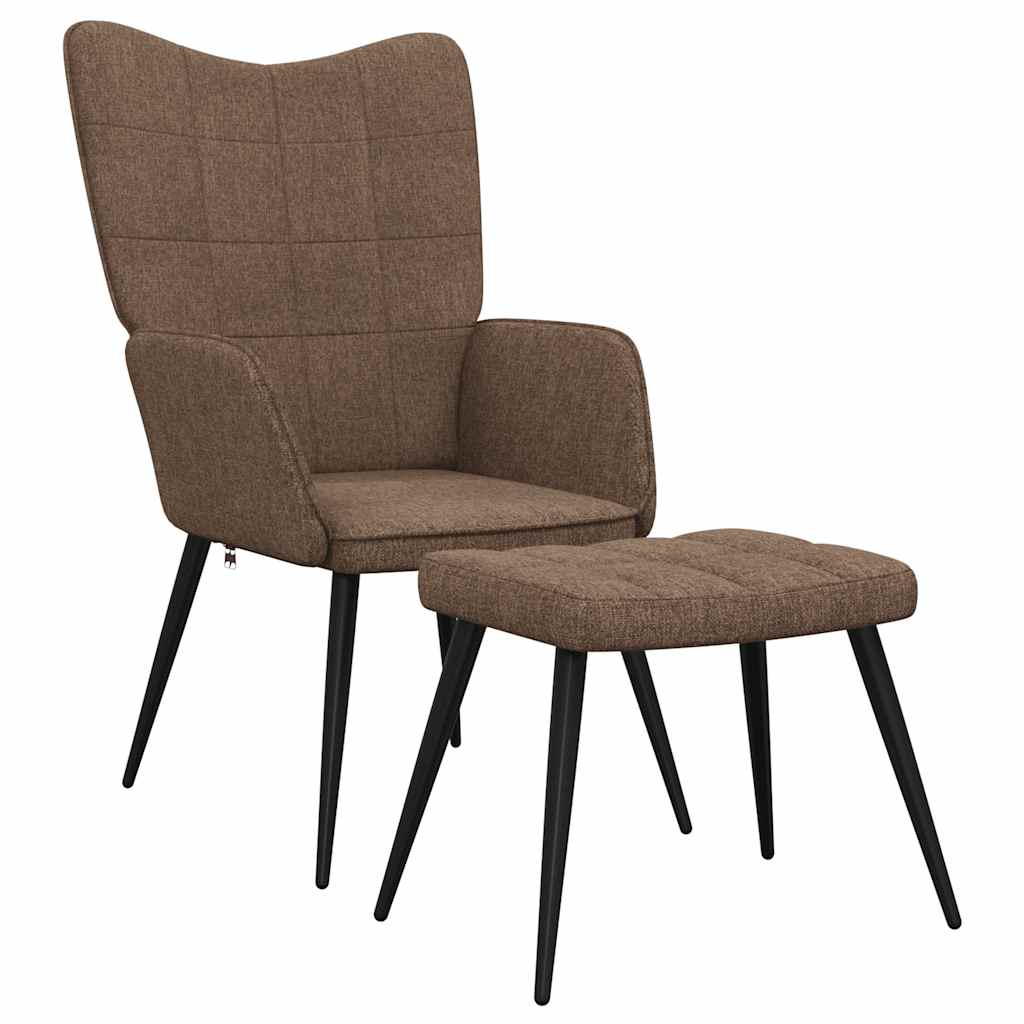 Relaxsessel mit Hocker Braun Stoff