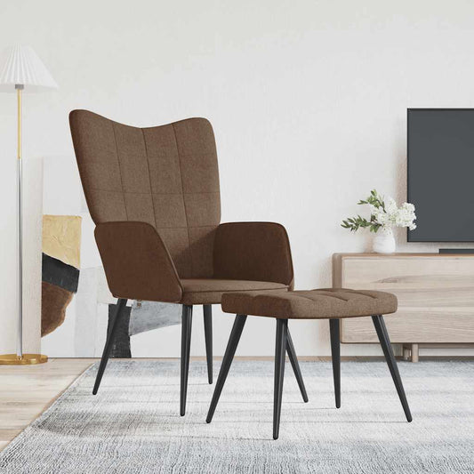 Relaxsessel mit Hocker Braun Stoff