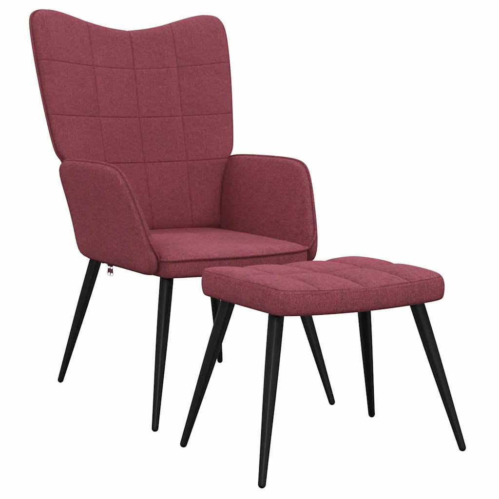 Relaxsessel mit Hocker Weinrot Stoff