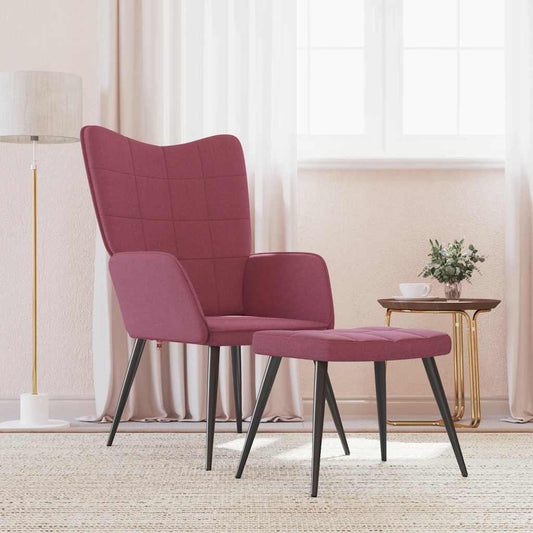 Relaxsessel mit Hocker Weinrot Stoff