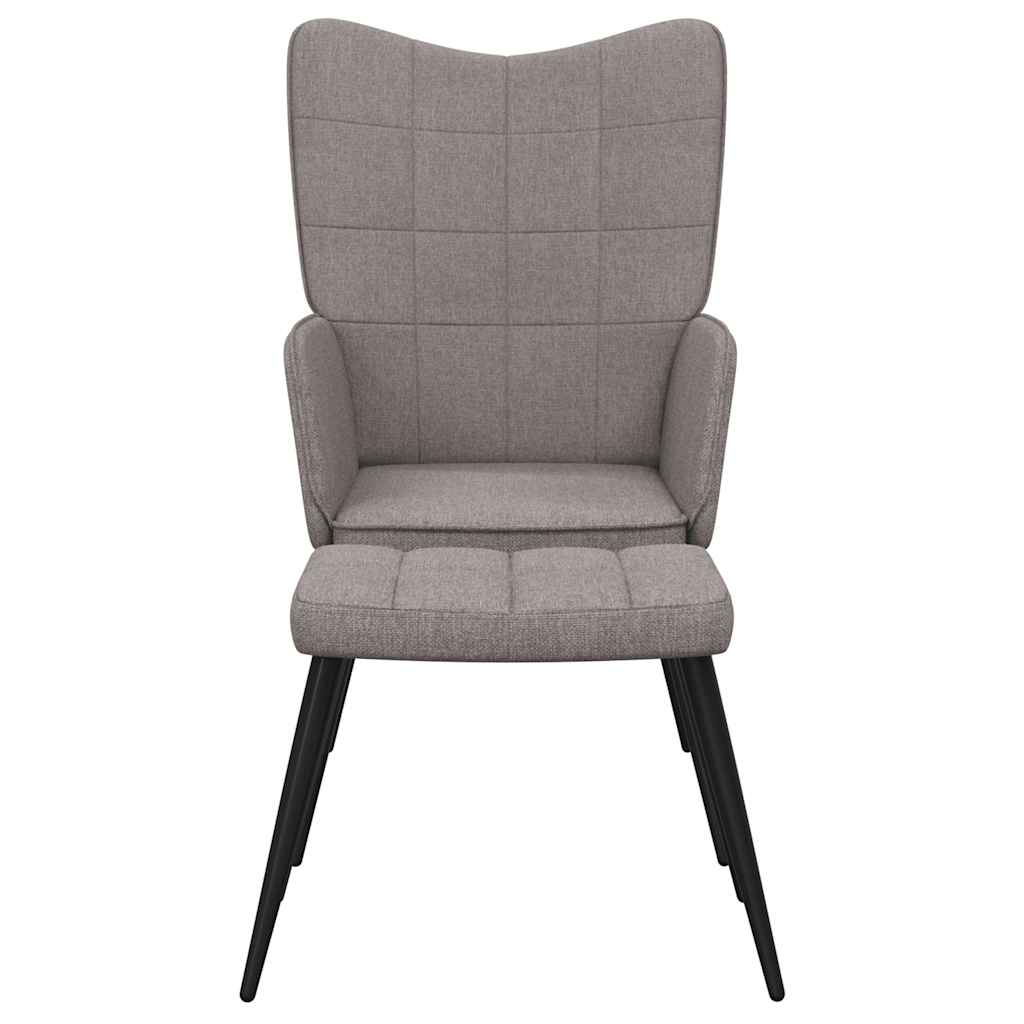 Fauteuil relax avec tabouret en tissu taupe