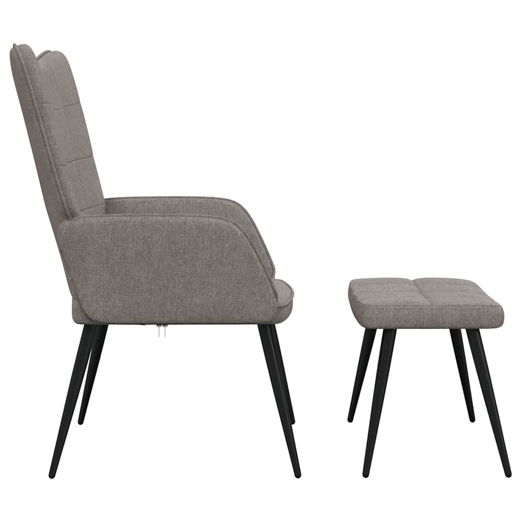 Fauteuil relax avec tabouret en tissu taupe