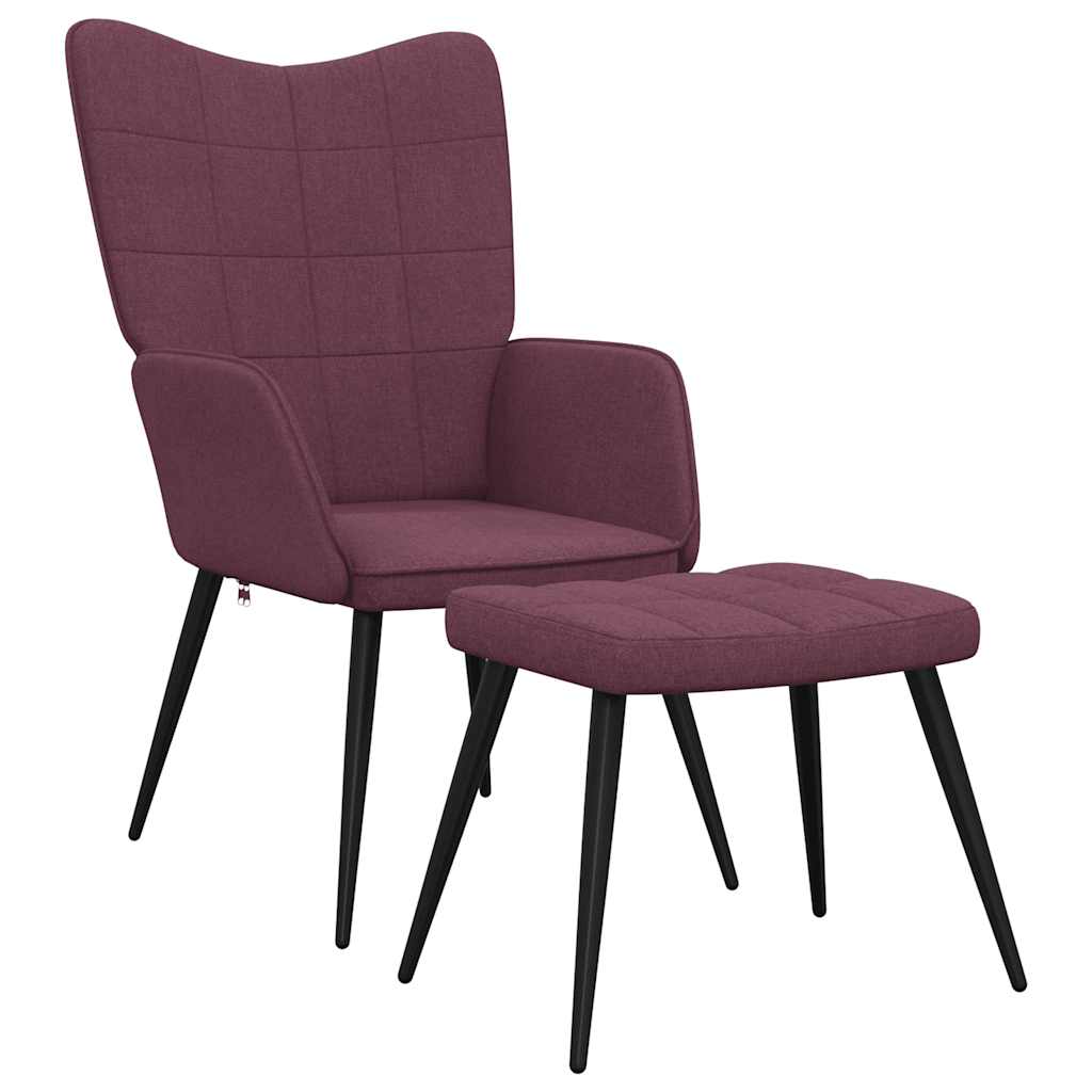 Relaxsessel mit Hocker Lila Stoff