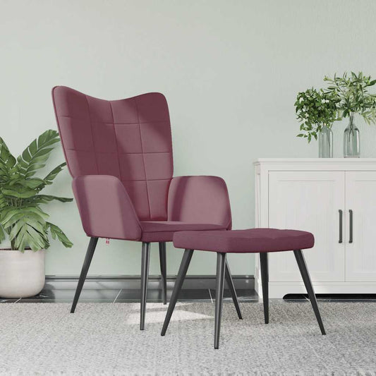 Relaxsessel mit Hocker Lila Stoff