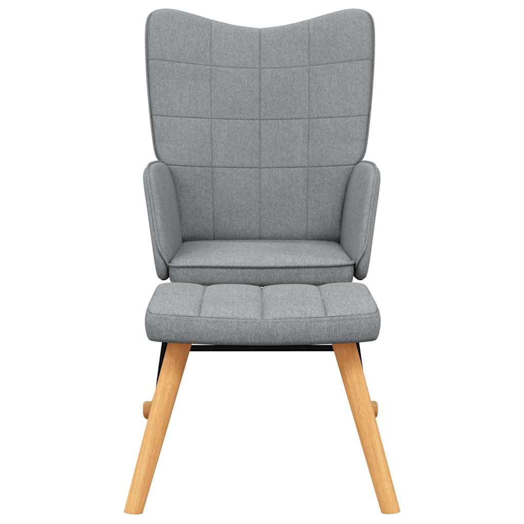 Schaukelsessel mit Hocker Hellgrau Stoff