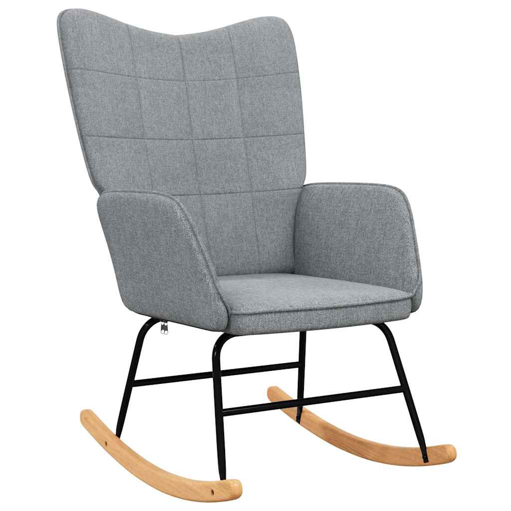 Schaukelsessel mit Hocker Hellgrau Stoff