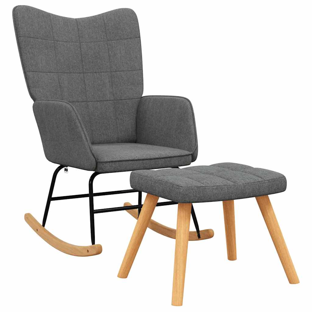 Schaukelsessel mit Hocker Dunkelgrau Stoff
