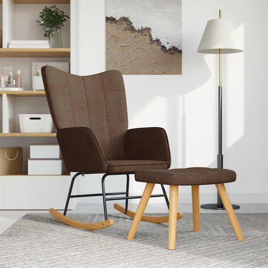 Schaukelsessel mit Hocker Braun Stoff