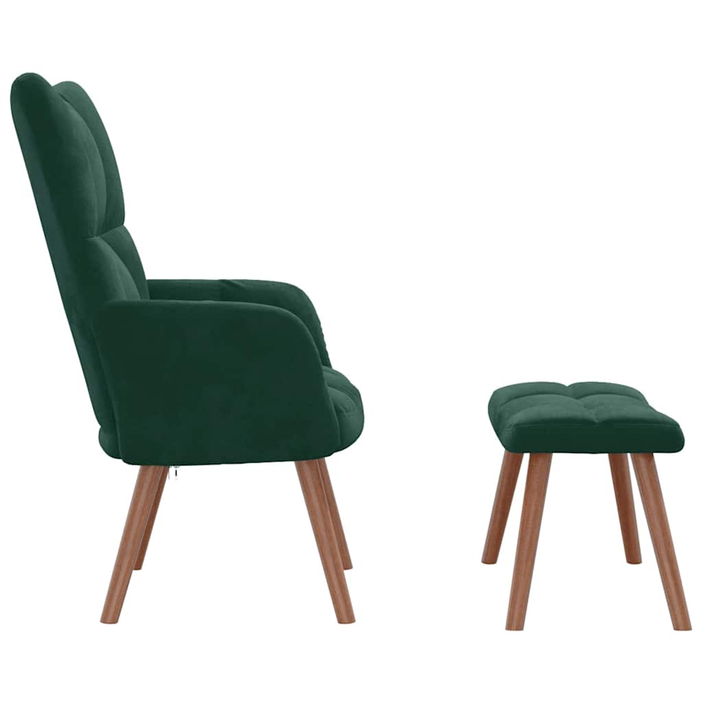 Relaxsessel mit Hocker Dunkelgrün Samt