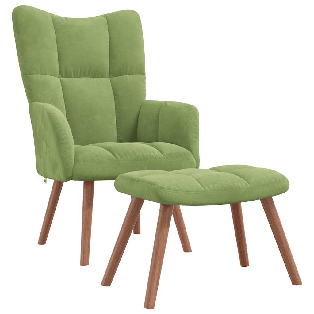 Relaxsessel mit Hocker Hellgrün Samt