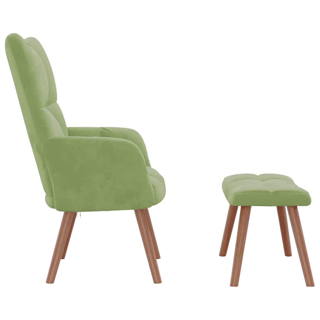 Relaxsessel mit Hocker Hellgrün Samt