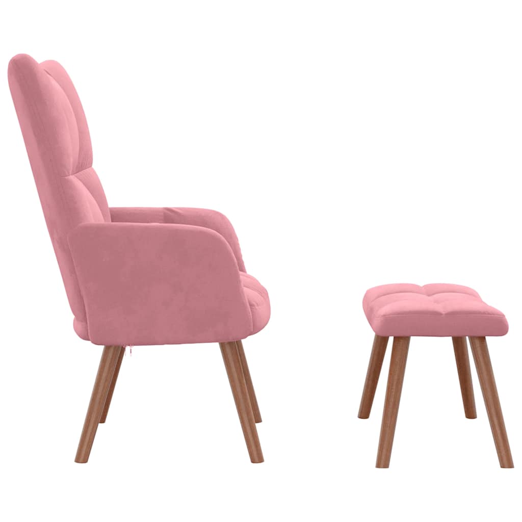 Relaxsessel mit Hocker Rosa Samt