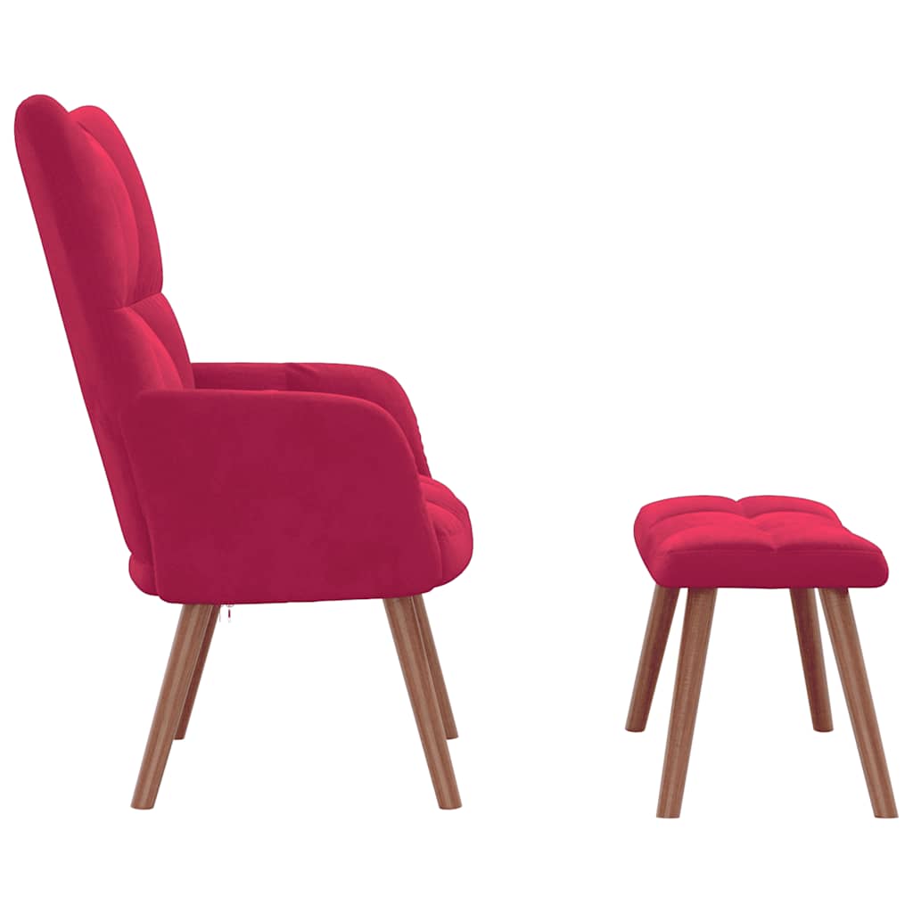 Relaxsessel mit Hocker Weinrot Samt