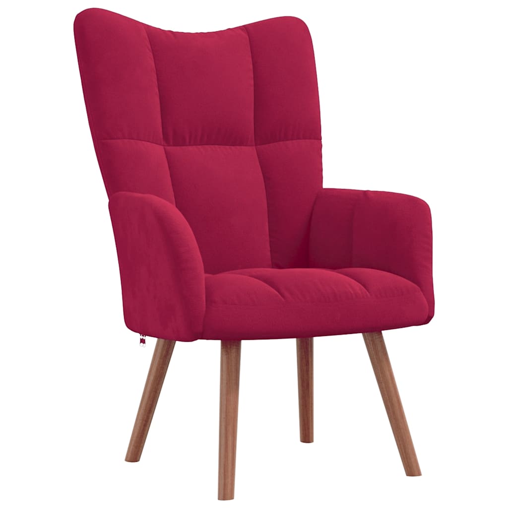Relaxsessel mit Hocker Weinrot Samt