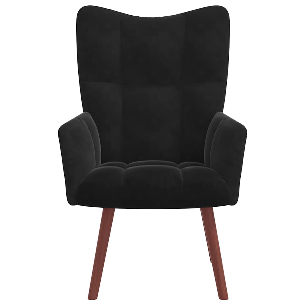 Relaxsessel mit Hocker Schwarz Samt
