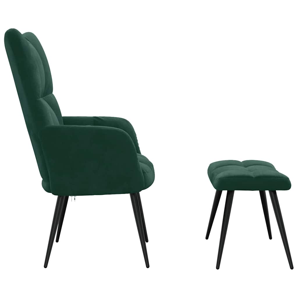 Relaxsessel mit Hocker Dunkelgrün Samt