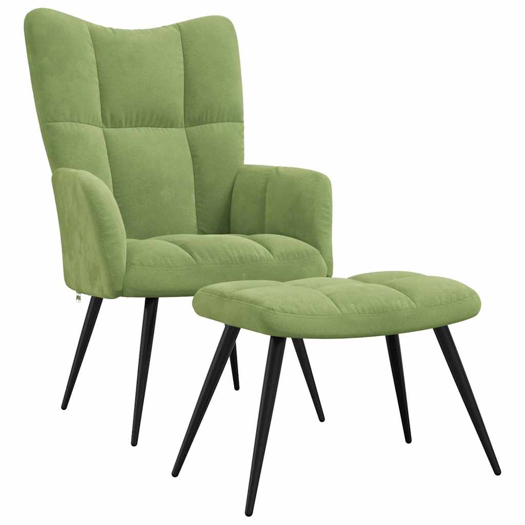 Relaxsessel mit Hocker Hellgrün Samt