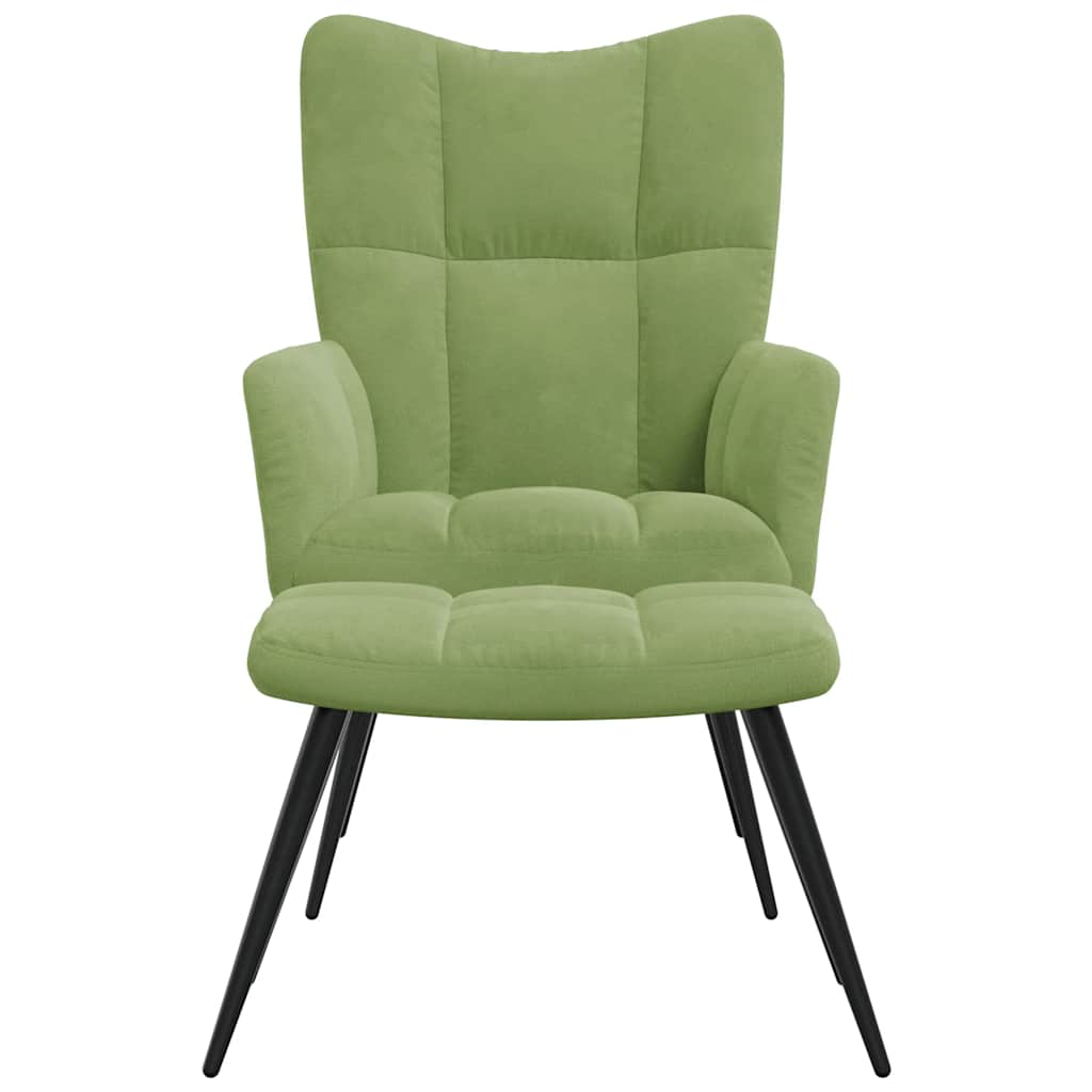 Relaxsessel mit Hocker Hellgrün Samt