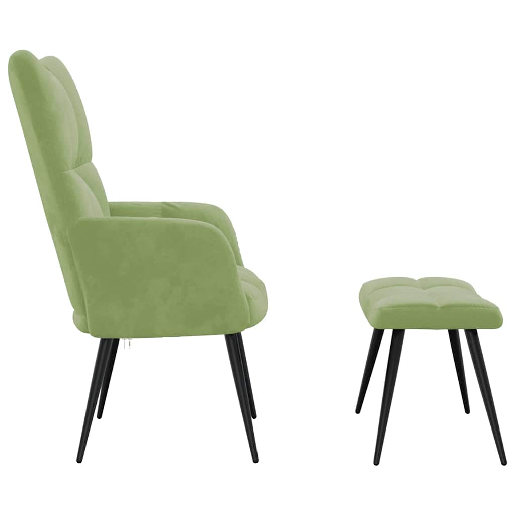 Relaxsessel mit Hocker Hellgrün Samt