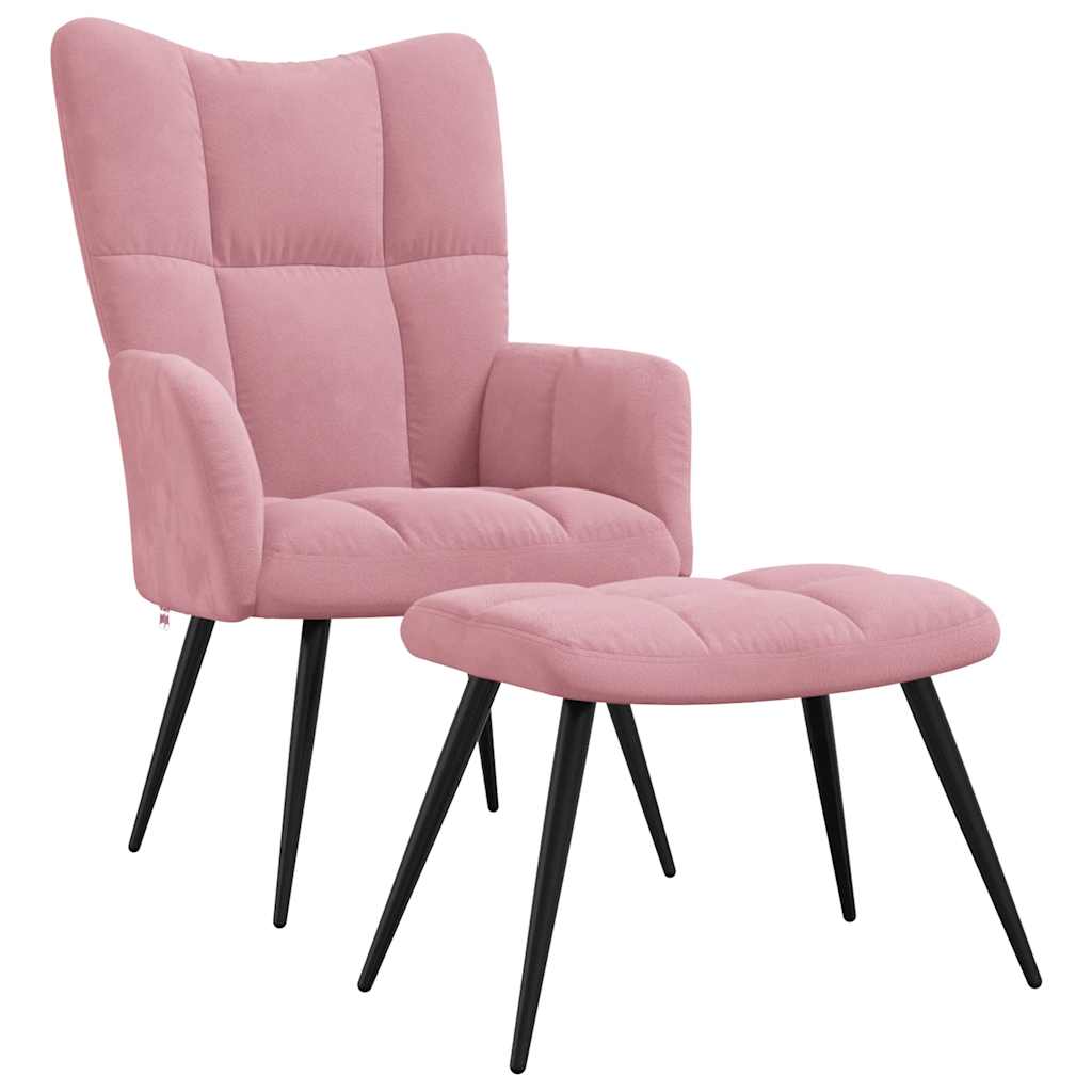 Relaxsessel mit Hocker Rosa Samt