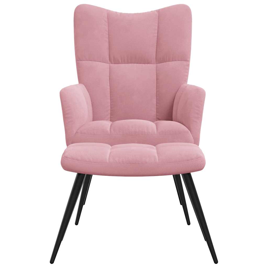 Relaxsessel mit Hocker Rosa Samt