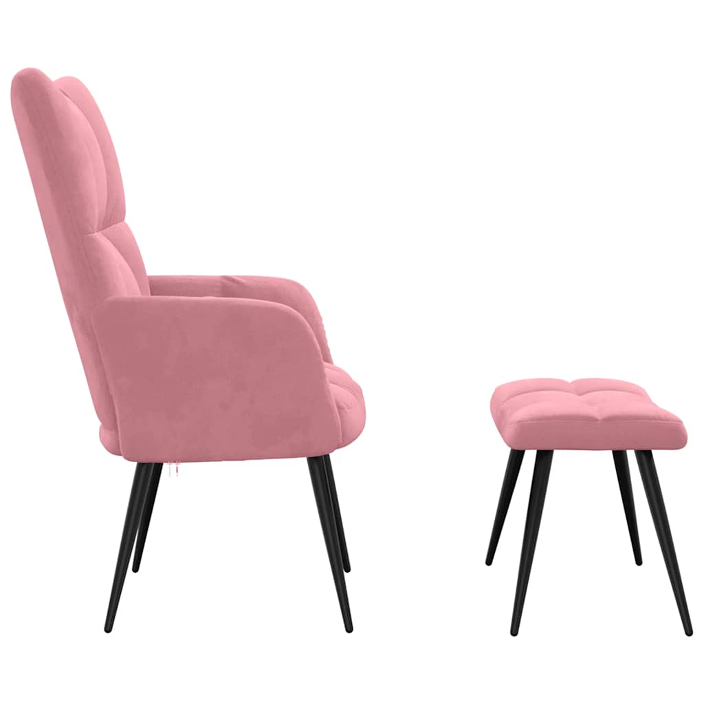 Relaxsessel mit Hocker Rosa Samt