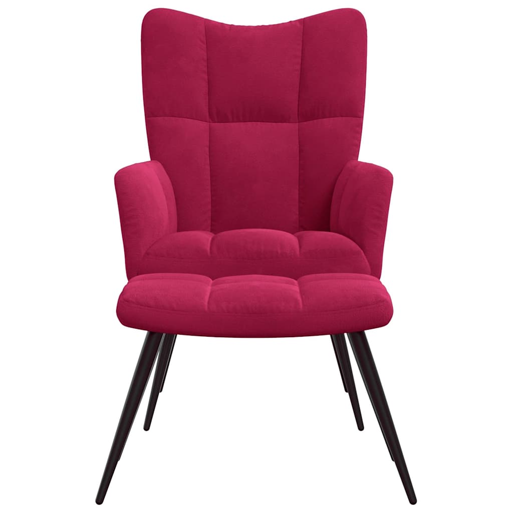 Relaxsessel mit Hocker Weinrot Samt