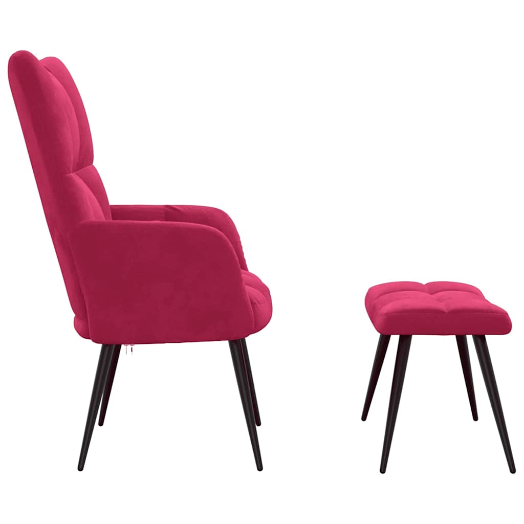 Relaxsessel mit Hocker Weinrot Samt