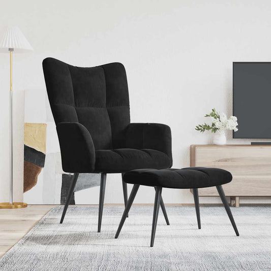Relaxsessel mit Hocker Schwarzer Samt