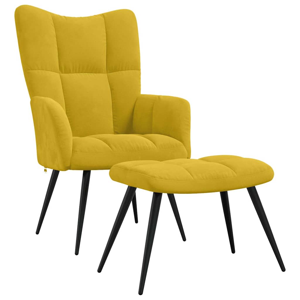 Relaxsessel mit Hocker Senfgelber Samt