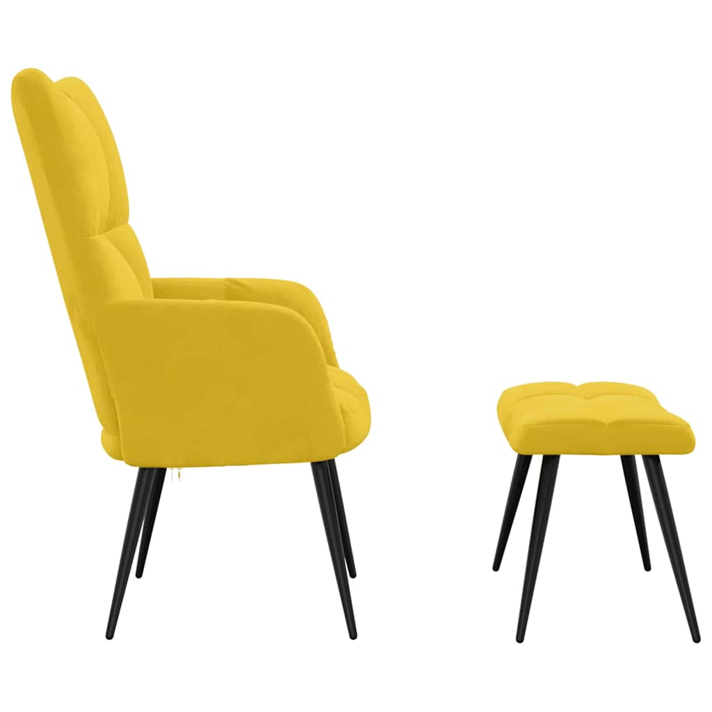 Relaxsessel mit Hocker Senfgelber Samt