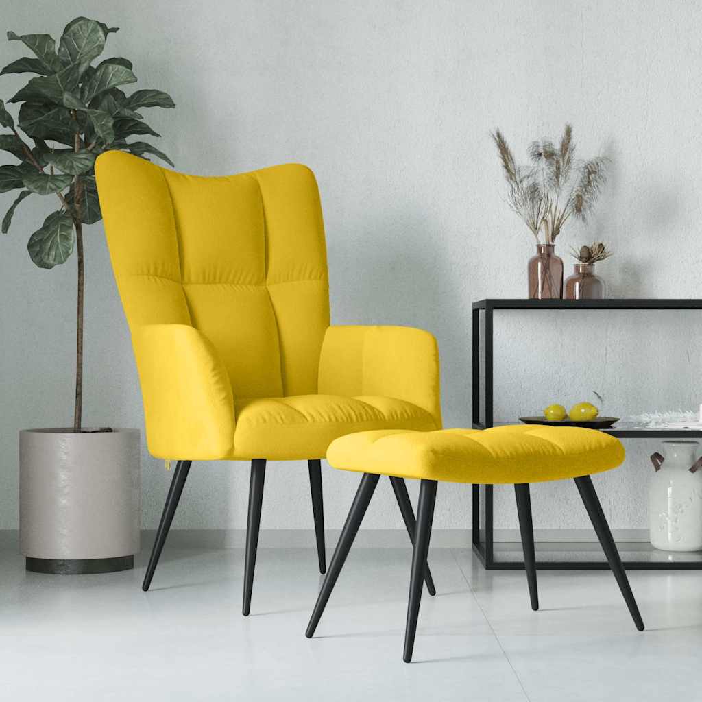 Relaxsessel mit Hocker Senfgelber Samt