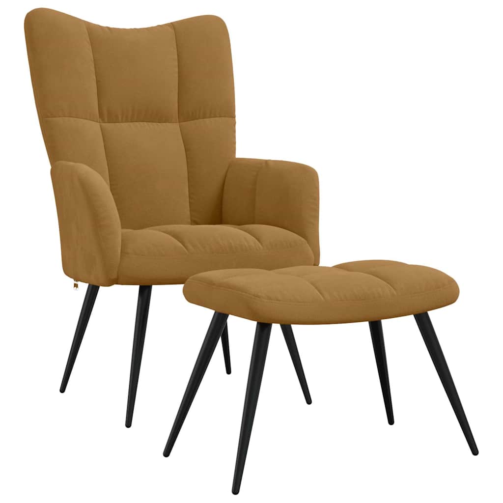 Relaxsessel mit Hocker Braun Samt