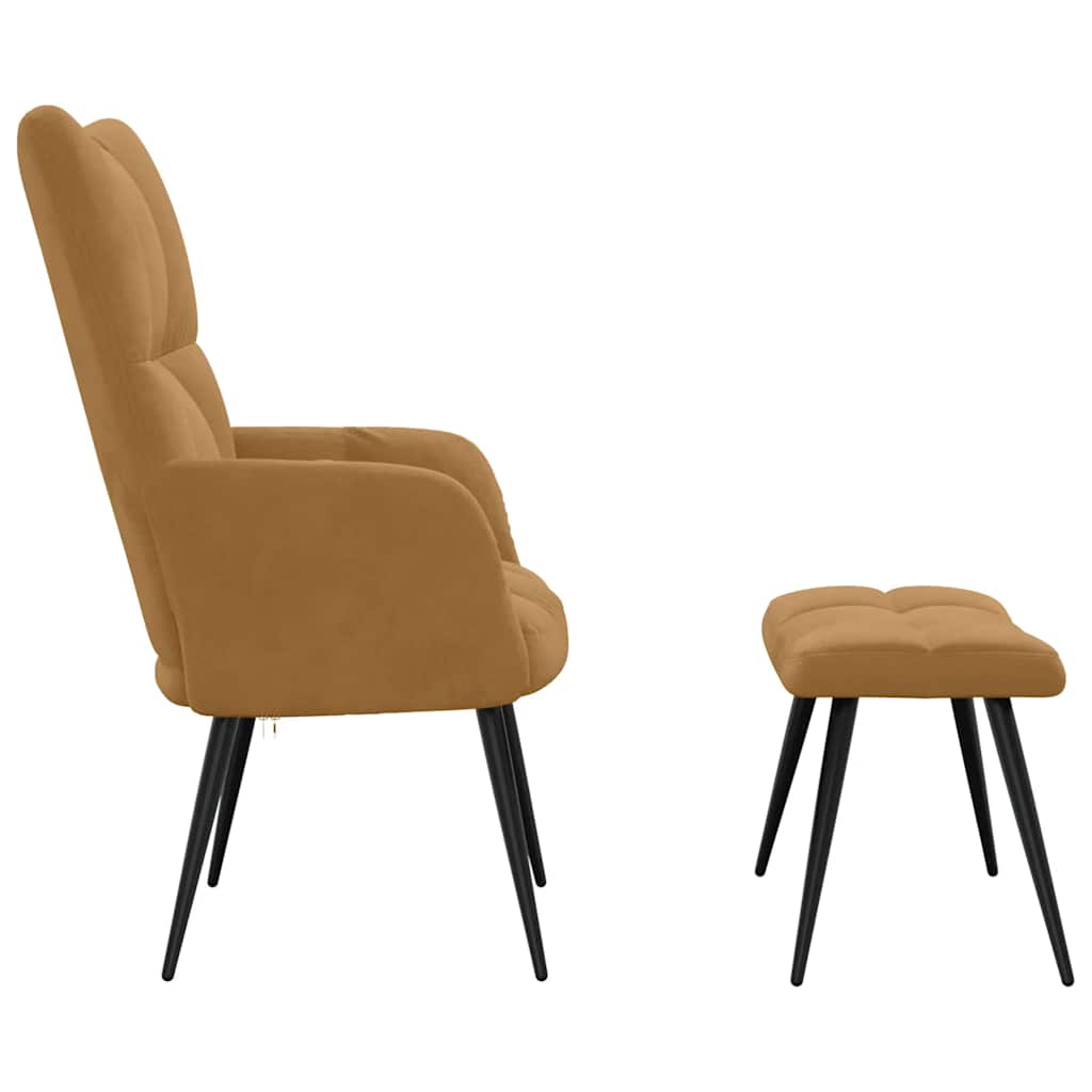 Relaxsessel mit Hocker Braun Samt