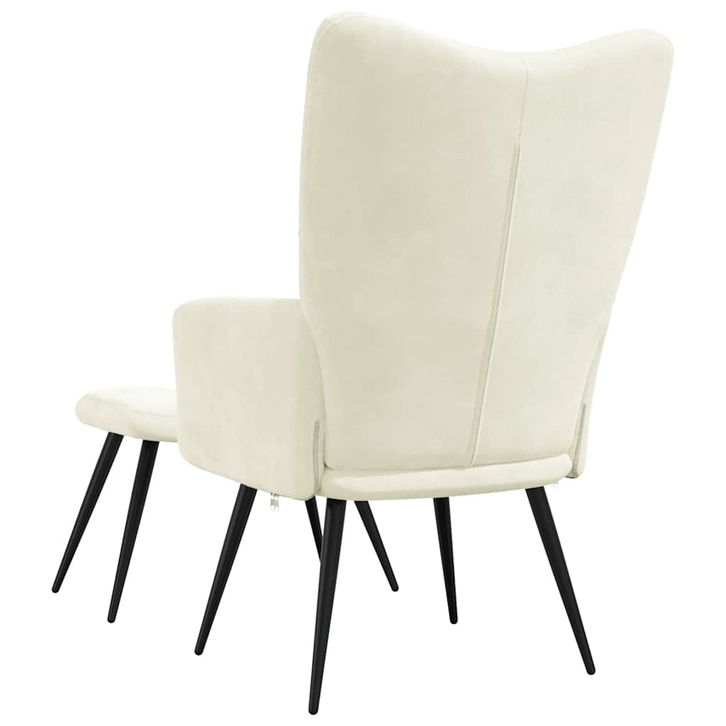 Relaxsessel mit Hocker Cremeweiß Samt
