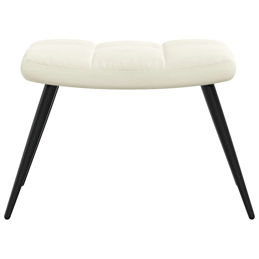 Relaxsessel mit Hocker Cremeweiß Samt