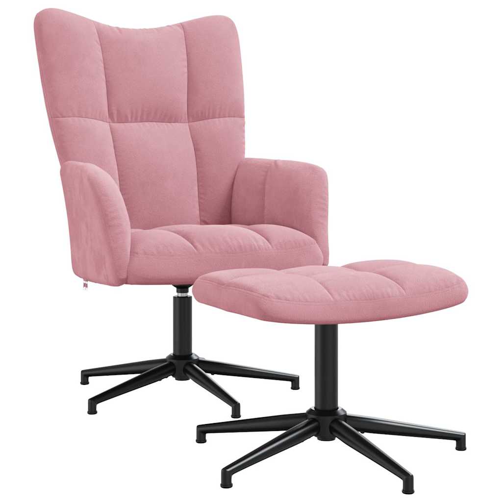 Relaxsessel mit Hocker Rosa Samt