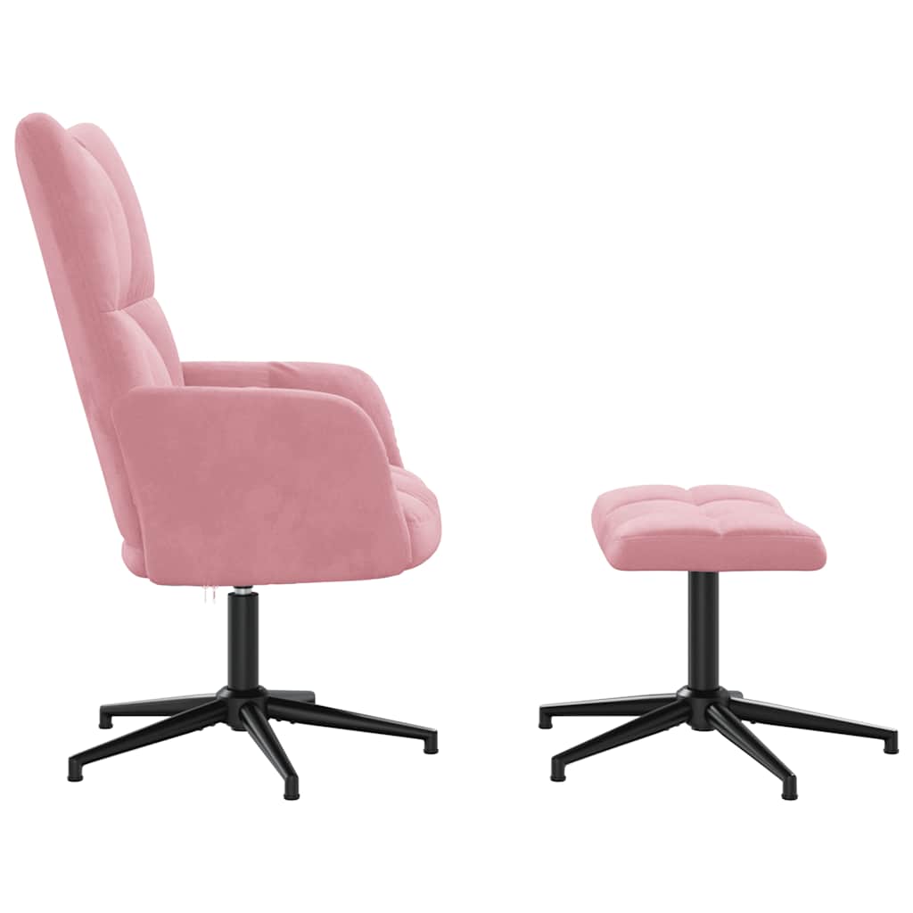 Relaxsessel mit Hocker Rosa Samt