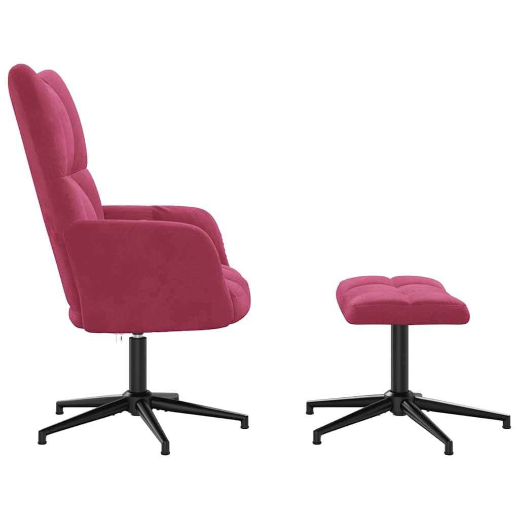 Relaxsessel mit Hocker Weinrot Samt