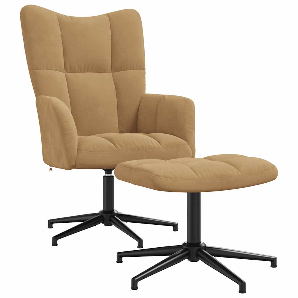 Relaxsessel mit Hocker Braun Samt