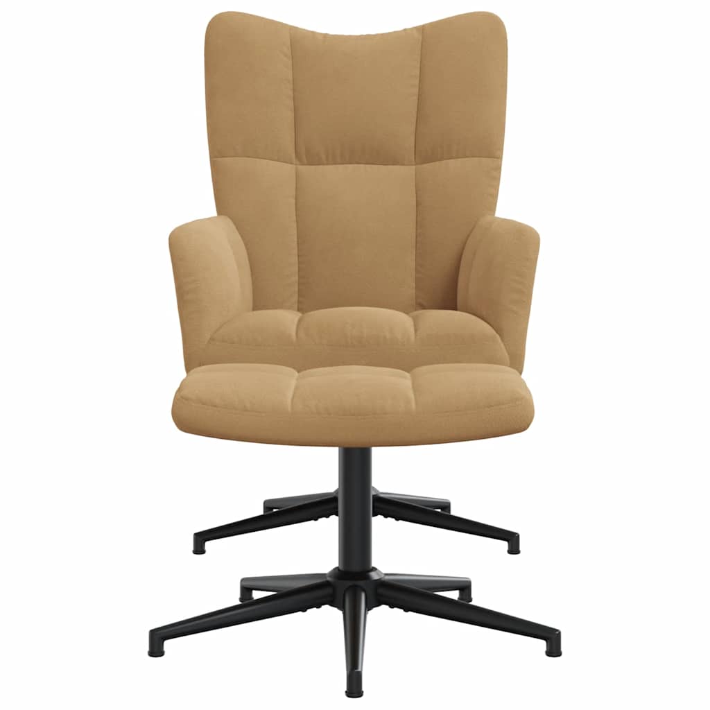 Relaxsessel mit Hocker Braun Samt
