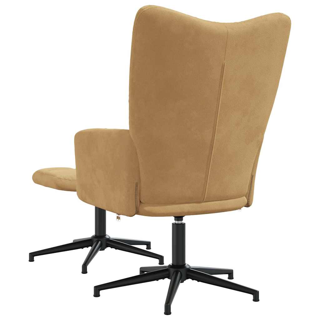 Relaxsessel mit Hocker Braun Samt