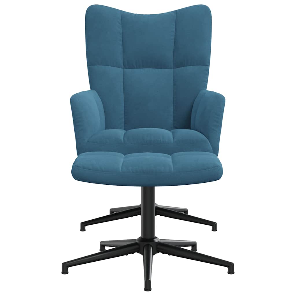 Relaxsessel mit Hocker Blau Samt