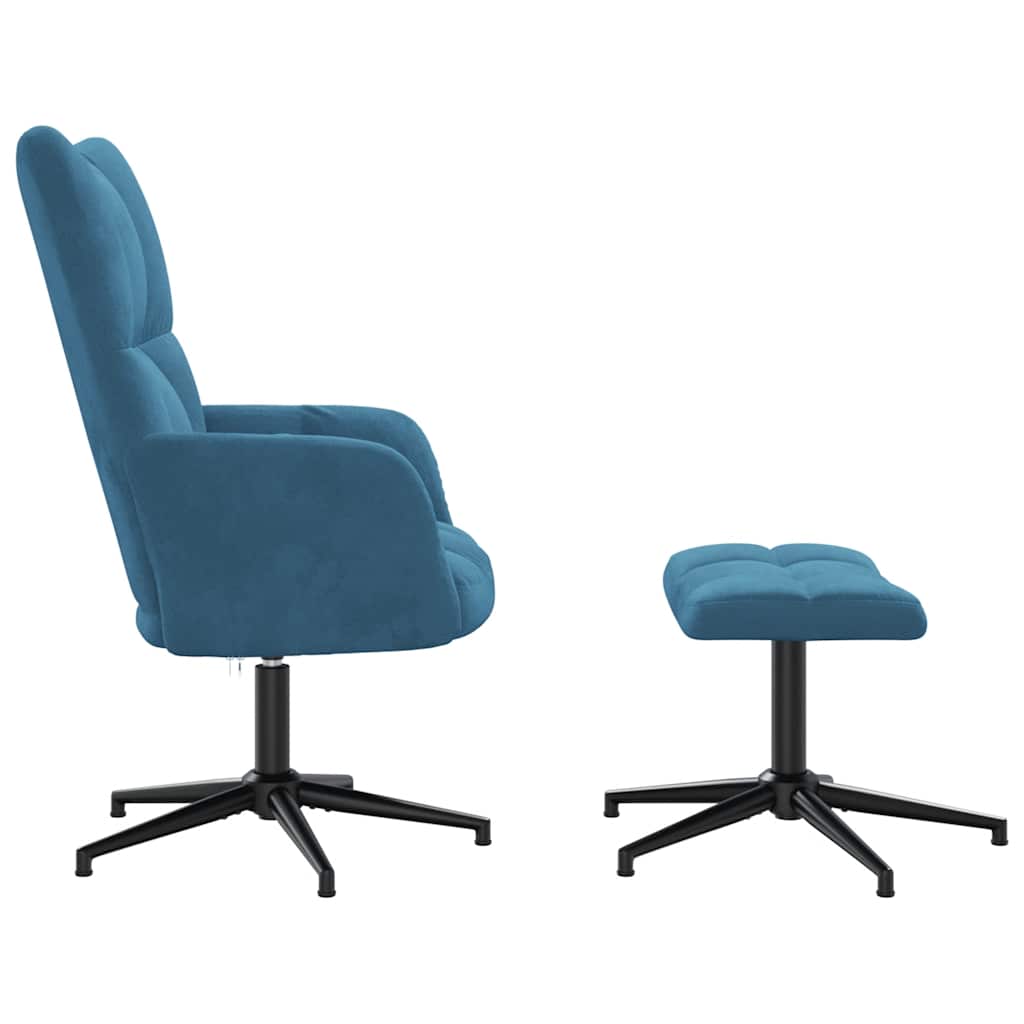 Relaxsessel mit Hocker Blau Samt