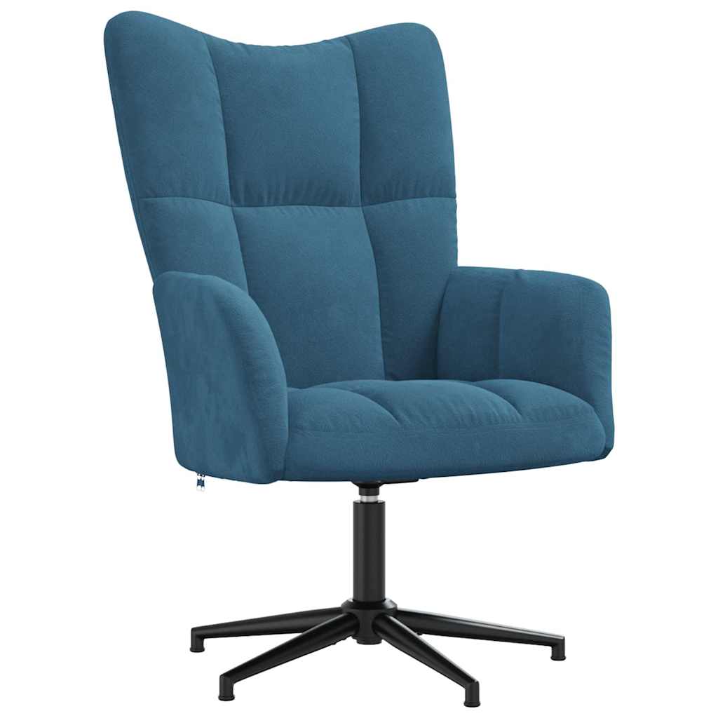 Relaxsessel mit Hocker Blau Samt
