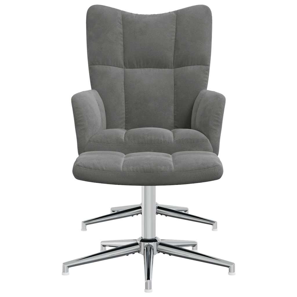 Relaxsessel mit Hocker Dunkelgrau Samt