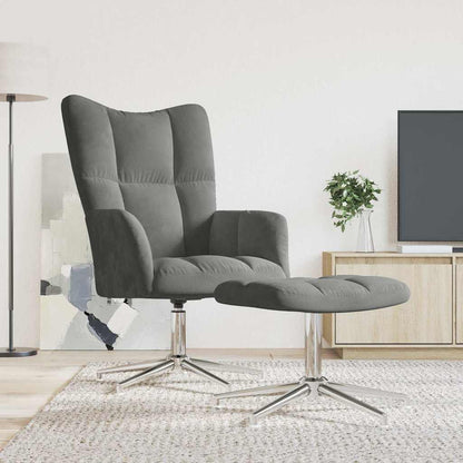 Relaxsessel mit Hocker Dunkelgrau Samt