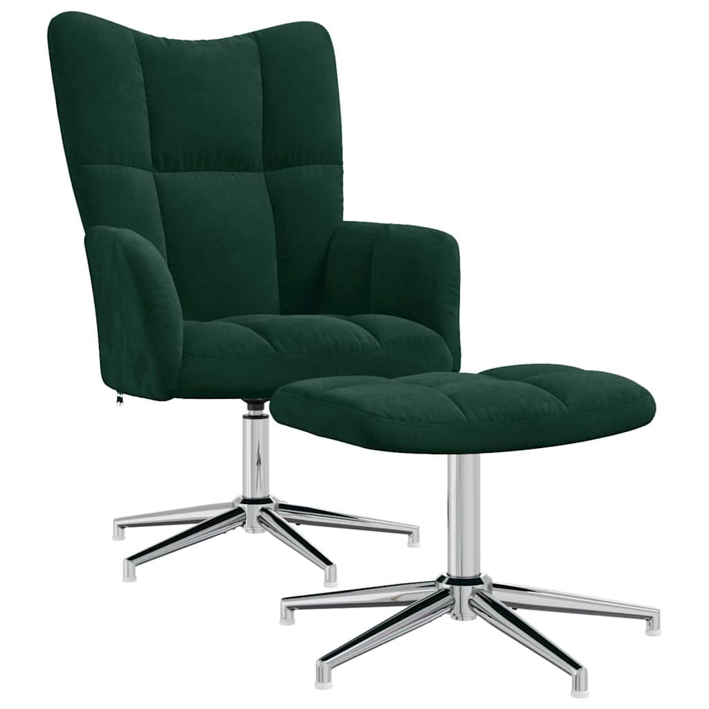 Relaxsessel mit Hocker Dunkelgrün Samt