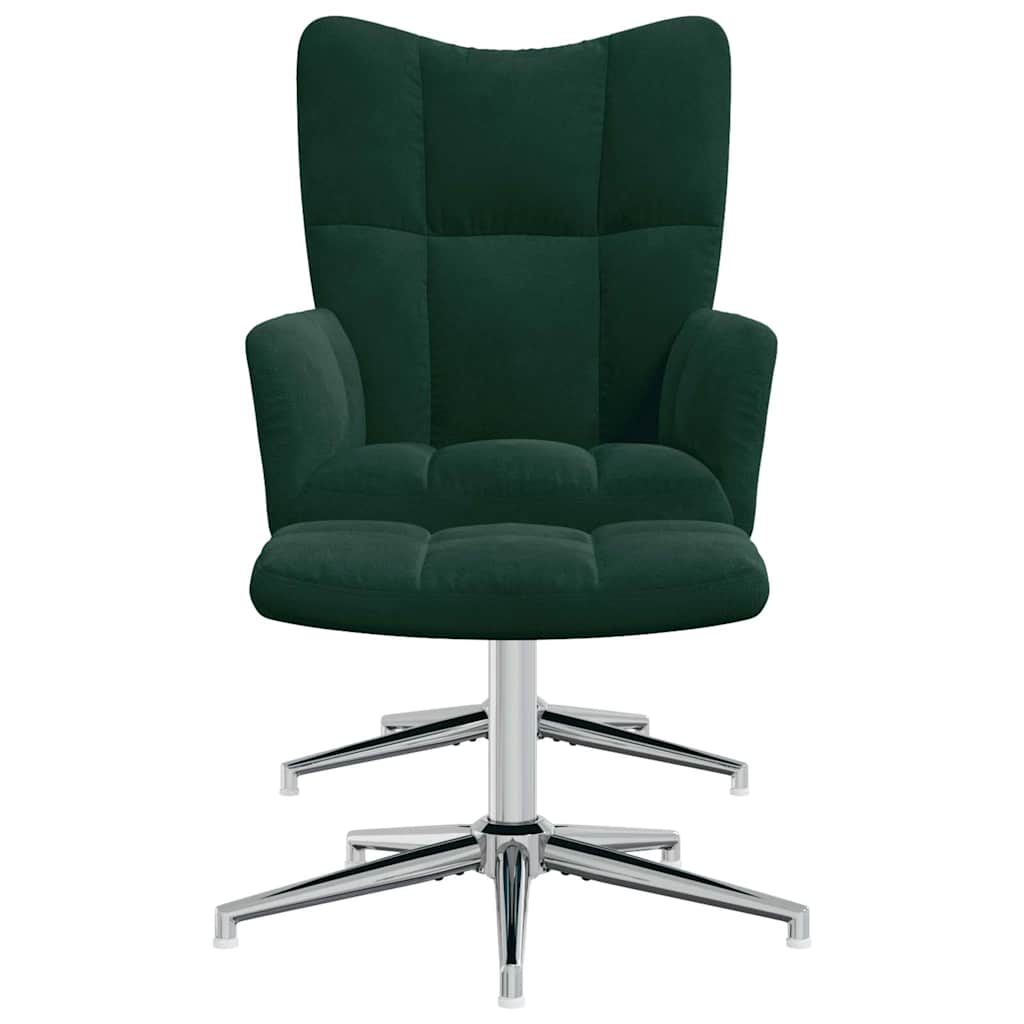 Relaxsessel mit Hocker Dunkelgrün Samt